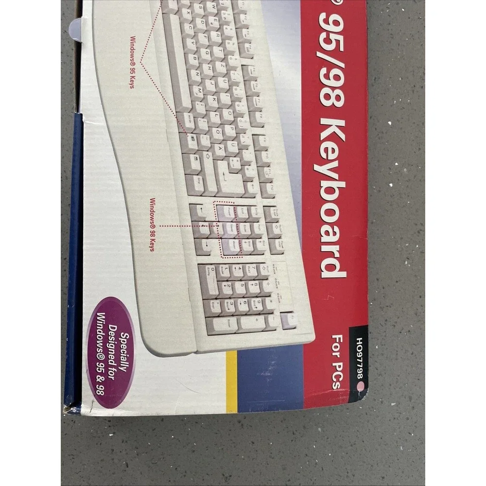 Vintage GE POWER KEYBOARD - HO97798 - Windows 98, 2000, XP & More - NOS Open box